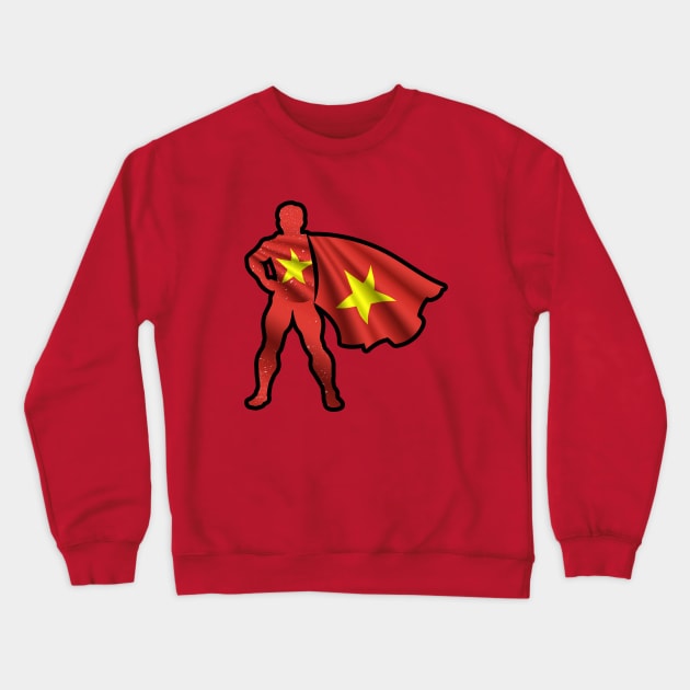 Vietnamese Hero Wearing Cape of Vietnam Flag Hope and Peace Unite Crewneck Sweatshirt by Mochabonk